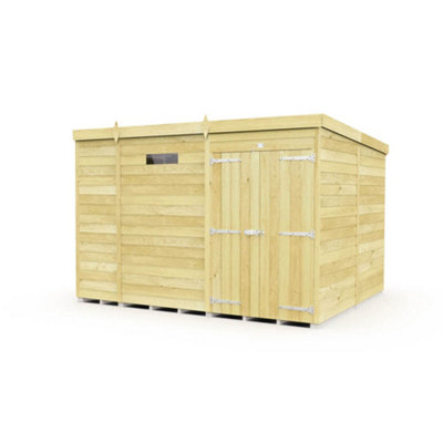 Diy Sheds 9X8 Pent Security Shed - Double Door