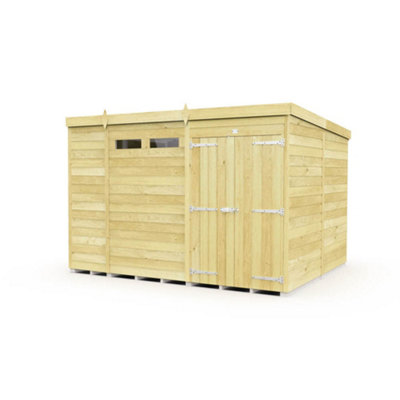 Diy Sheds 10X8 Pent Security Shed - Double Door