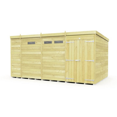 Diy Sheds 13X8 Pent Security Shed - Double Door