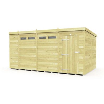 Diy Sheds 14X8 Pent Security Shed - Single Door