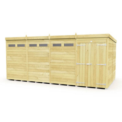 Diy Sheds 16X8 Pent Security Shed - Double Door