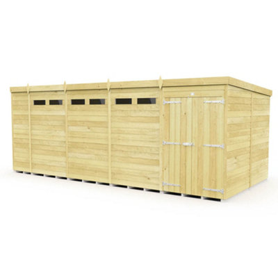 Diy Sheds 18X8 Pent Security Shed - Double Door