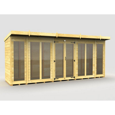 Diy Sheds 16X4 Pent Summer House (Full Height Window) from B&Q