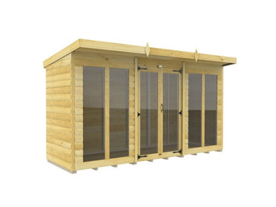 Diy Sheds 12X4 Pent Summer House Loglap (Full Height Window)