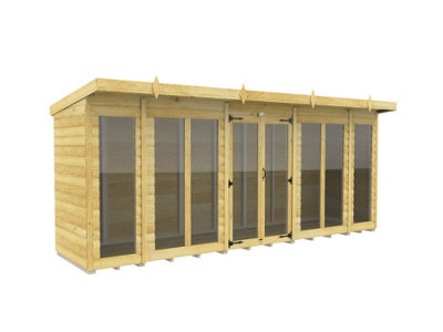 Diy Sheds 16X4 Pent Summer House Loglap (Full Height Window) from B&Q