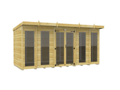 Diy Sheds 14X5 Pent Summer House Loglap (Full Height Window)