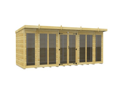 Diy Sheds 16X5 Pent Summer House Loglap (Full Height Window)