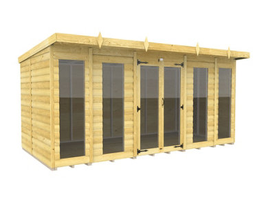 Diy Sheds 14X7 Pent Summer House Loglap (Full Height Window)