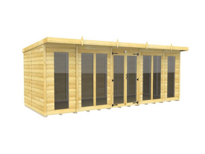 Diy Sheds 18X7 Pent Summer House Loglap (Full Height Window) from B&Q