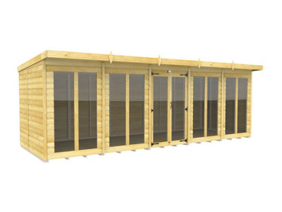 Diy Sheds 20X7 Pent Summer House Loglap (Full Height Window) from B&Q