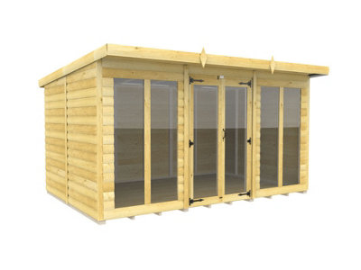 Diy Sheds 12X8 Pent Summer House Loglap (Full Height Window)