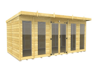 Diy Sheds 14X8 Pent Summer House Loglap (Full Height Window)