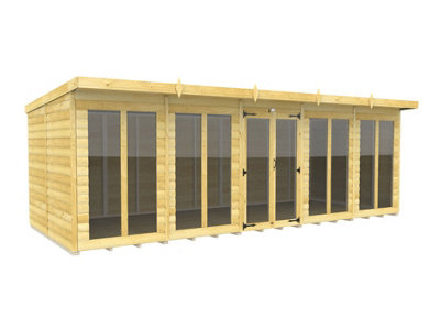 Diy Sheds 20X8 Pent Summer House Loglap (Full Height Window) from B&Q