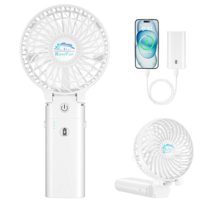 Handfan 5200 Mah Handheld Fan Portable 3 Speeds,180 Foldable Battery Operated Power Bank & Desktop & Rechargeable Personal 3-In-1 from B&Q