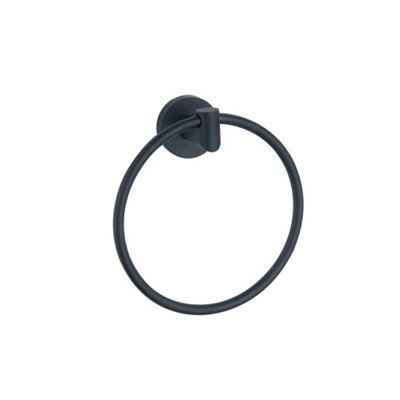 Melbourne Black Round Towel Ring from B&Q