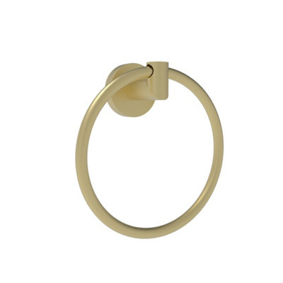 Melbourne Brushed Brass Round Towel Ring from B&Q