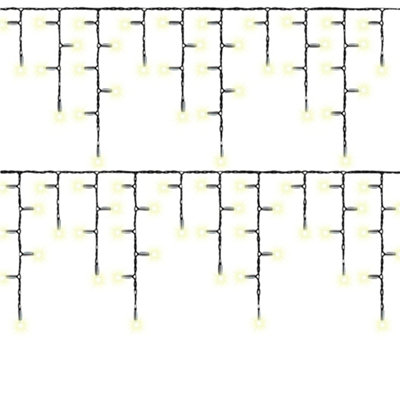PegdevPdl Warm White Led Icicle Lights Black Rubber Cable 60 40 20Cm Drop Outdoor Indoor Connectable Durable System 6M from B&Q