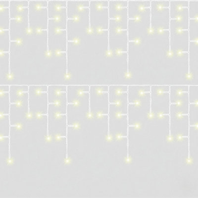 PegdevPdl Warm White Led Icicle Lights White Rubber Cable 60 40 20Cm Drop Outdoor Indoor Connectable Durable System 4M from B&Q