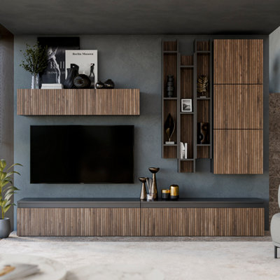 Decorotika  Sintra Moduler Modern Tv Unit Wall Mount Customizable Layout Black Alina from B&Q