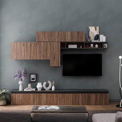 Decorotika Lagos Moduler Modern Tv Unit Wall Mount Customizable Layout  Black Alina from B&Q