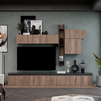 Decorotika  Avignon Moduler Modern Tv Unit Wall Mount Customizable Layout Black Alina from B&Q
