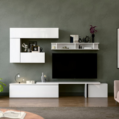 Decorotika Chamonix  Moduler Modern Tv Unit Wall Mount Customizable Layout High Gloss White from B&Q