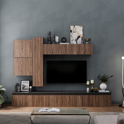 Decorotika Floransa Moduler Modern Tv Unit Wall Mount Customizable Layout Black Alina from B&Q