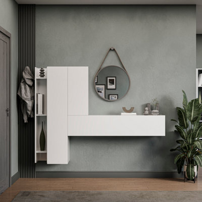 Decorotika Mantova  Moduler Modern Tv Unit Wall Mount Customizable Layout High Gloss White from B&Q