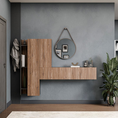 Decorotika Mantova Moduler Modern Tv Unit Wall Mount Customizable Layout Black Alina from B&Q