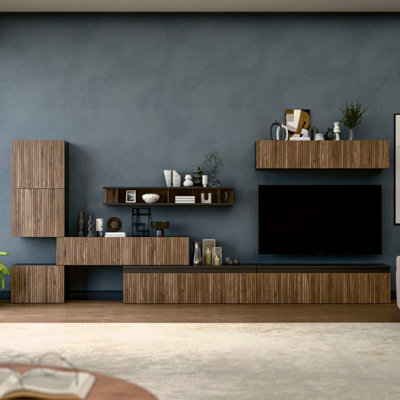 Decorotika Lund Moduler Modern Tv Unit Wall Mount Customizable Layout Black Alina from B&Q