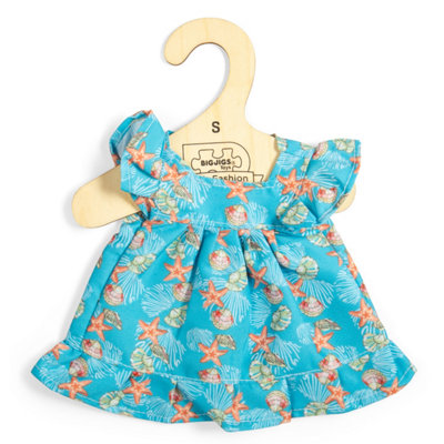 Bigjigs Toys Blue Dress With ShellsSmall 25CmDoll ClothesSeashell Ragdoll Dresses from B&Q