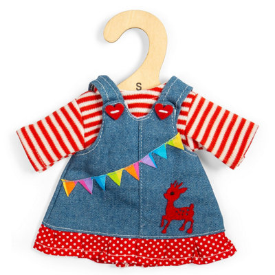 Bigjigs Toys Denim Pinafore DressSmall 25CmDoll ClothesDresses For Kids' Dolls from B&Q