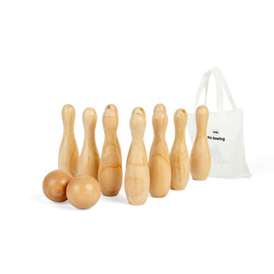 Bigjigs Toys 10 Pin Bowling Set - 12Pc Wooden Skittles, Kids Garden Sets & Games