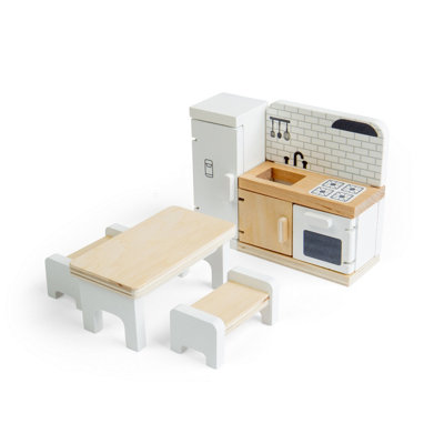 Bigjigs Toys Kitchen Set- Wooden Dolls House FurnitureDollhouse Accessories from B&Q