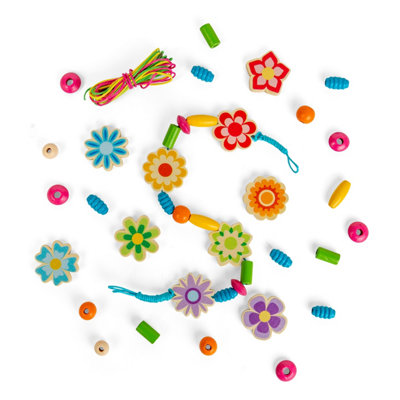 Bigjigs Toys Summer Flowers Jewellery Set Kids' Flower Bead Necklace & Bracelet Making Kit from B&Q