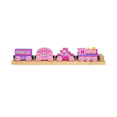 Bigjigs Rail Princess Train Kids Wooden Railway With Pink Engine & Carriages from B&Q