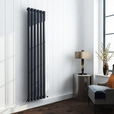 B&Q -  Vertical Radiator Anthracite Grey Ral7016 1600mm H X 600mm W Single PanelOval/round Columns -3644 Btu