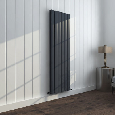 B&Q -  Vertical Radiator Anthracite Grey Ral7016 1600mm H X 360mm W Double PanelOval/round Columns -3187 Btu