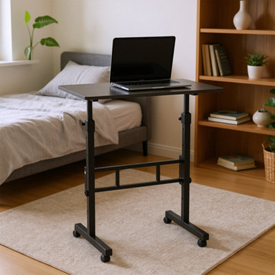 B&Q -  Black Brushed Mobile Laptop Table With Casters