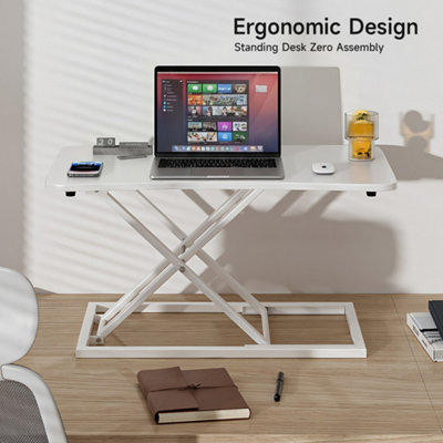 B&Q -  White Height Adjustable Office Computer Desk Converter