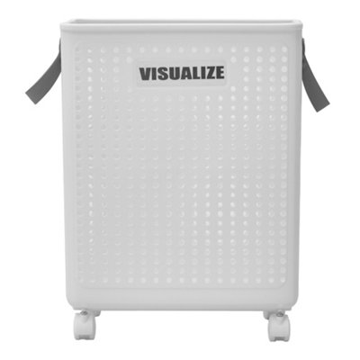 B&Q -  Ceramic White Household Foldable Storage Laundry Basket37.5Cm W X 21.5Cm D X 50Cm H