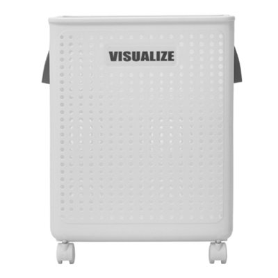 B&Q -  Ceramic White Household Foldable Storage Laundry Basket 37.5Cm W X 30.5Cm D X 50Cm H