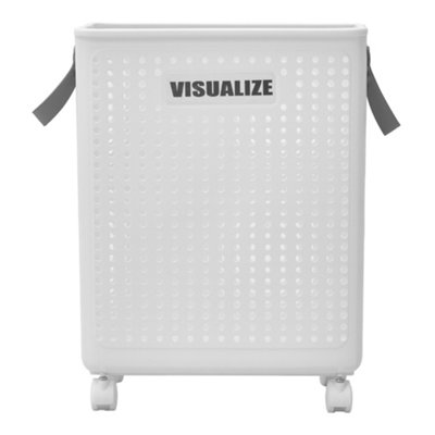 B&Q -  Ceramic White Household Foldable Storage Laundry Basket 37.5Cm W X 36Cm D X 50Cm H