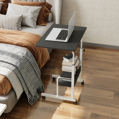 Living And Home Black Brushed Household Height Adjustable Movable Bedside Table 60Cm W X 40Cm D from B&Q