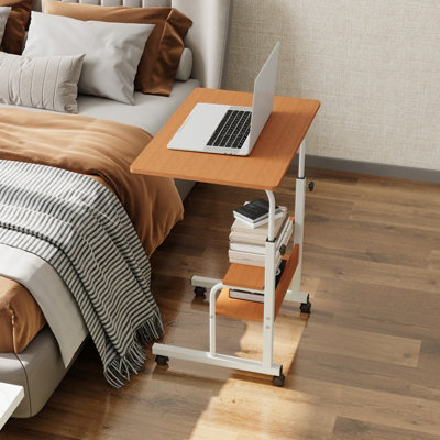Living And Home Walnut Color Home Height Adjustable Movable Bedside Table 60Cm W X 40Cm D from B&Q