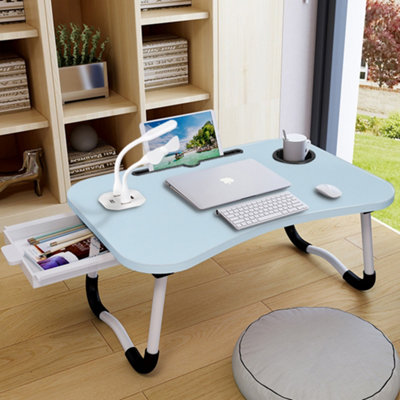 B&Q -  Blue Foldable Laptop Bed Table With Usb Ports 60Cm(W) X 40Cm(D) X 26Cm(H)