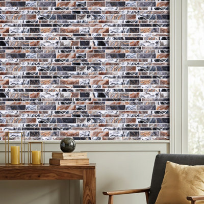 Garden Sanctuary 20Pcs Self-Adhesive Wall Tile Stickers With Marble Effect from B&Q