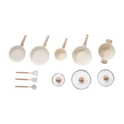 Living And Home 11Pcs Nonstick Cookware Set With Glass Lids And Heat-Resistant Handles from B&Q