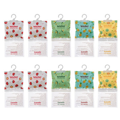 B&Q -  10-Pack Hanging Wardrobe Dehumidifier Bags With Fruit Prints160G