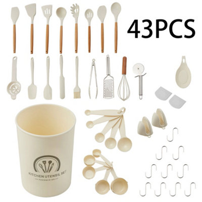 B&Q -  43-Piece Silicone Kitchen Cooking Utensil SetBeige